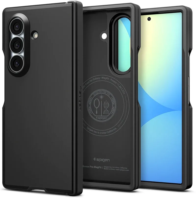 Tough Armor Pro Hoesje Geschikt voor Samsung Galaxy Z Fold 8 Ultra | Compatibel met MagSafe / Qi2 | Back Cover Militaire Standaard | Scharnier Bescherming från Spigen i Svart – produktbild