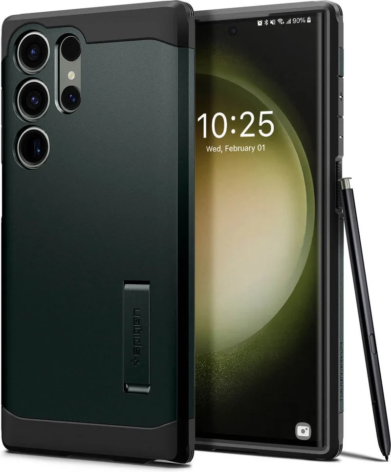 Tough Armor Samsung Galaxy S23 Ultra Hoesje Back Cover by Spigen in Green – product photo