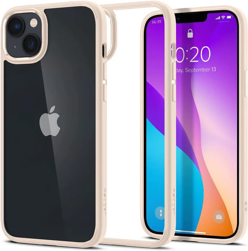 Ultra Hybrid Apple iPhone 14 Plus Hoesje Back Cover Beige von Spigen in Braun – Produktfoto