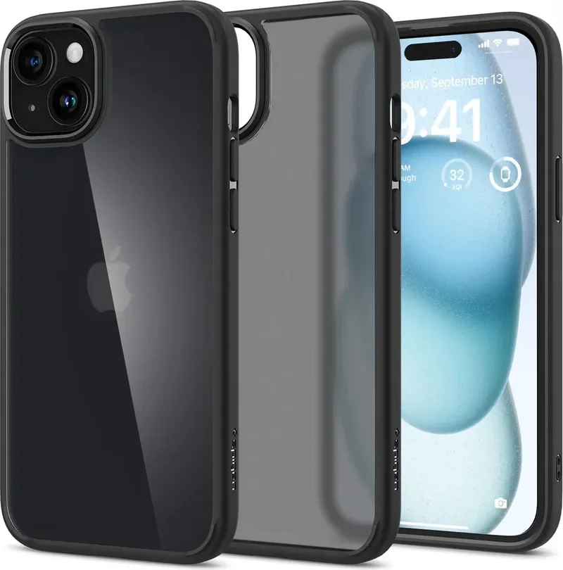 Ultra Hybrid Apple iPhone 15 Hoesje Back Cover by Spigen in Black – product photo