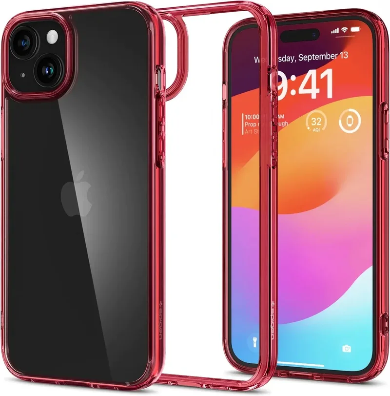 Ultra Hybrid Apple iPhone 15 Plus Hoesje Back Cover by Spigen in Red – product photo