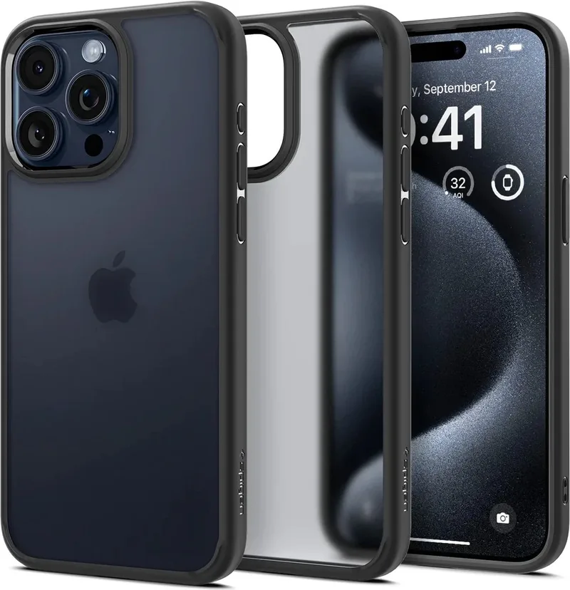 Ultra Hybrid Apple iPhone 15 Pro Hoesje Back Cover by Spigen in Black – product photo