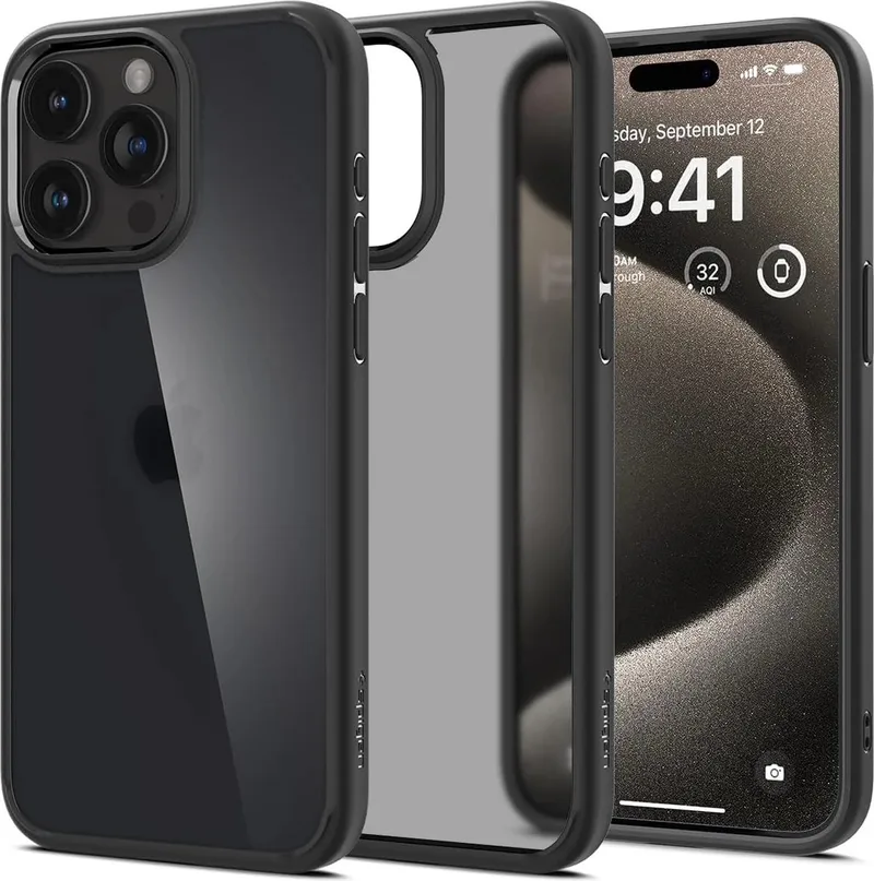 Ultra Hybrid Apple iPhone 15 Pro Max Hoesje Frost fra Spigen i Sort – produktbillede