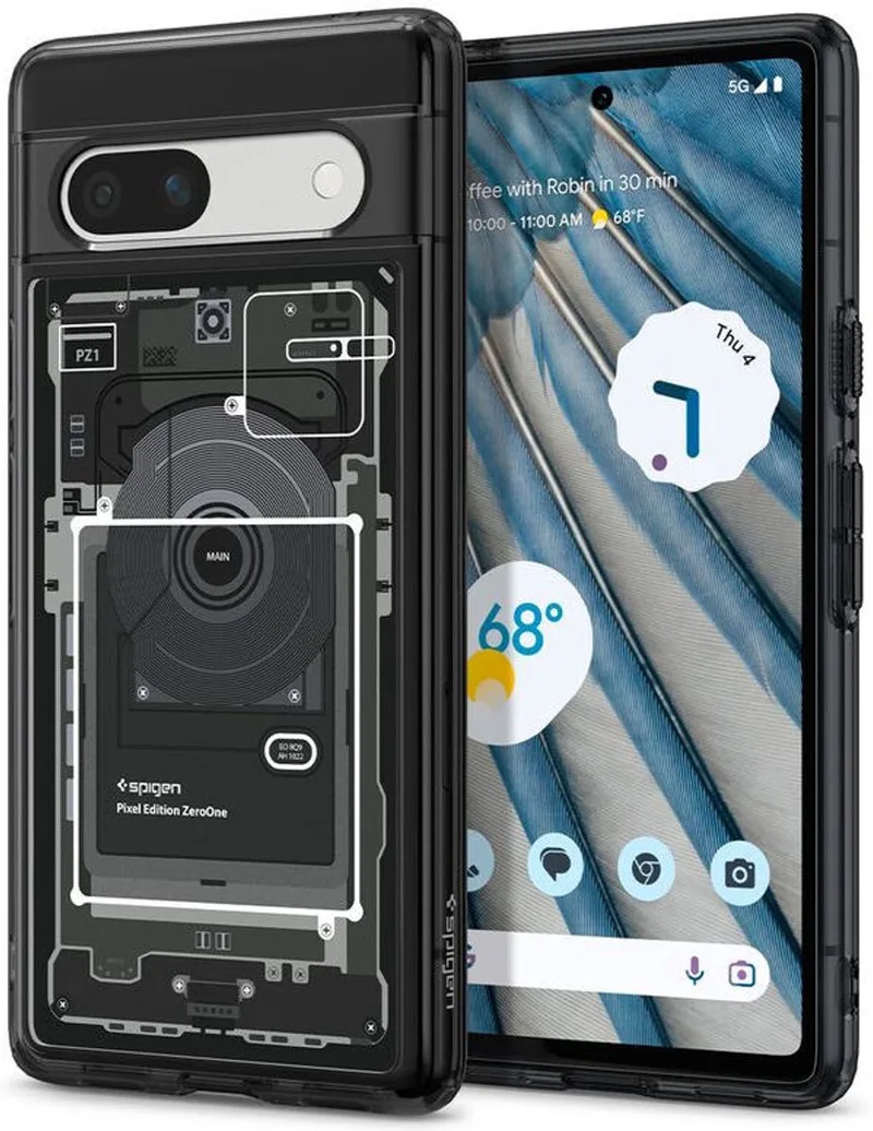 Ultra Hybrid Geschikt voor Google Pixel 7a - Back Cover - Zero One by Spigen in Black – product photo