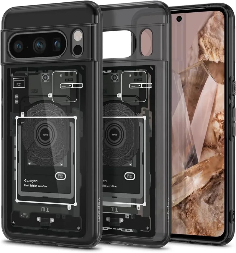 Ultra Hybrid Geschikt voor Google Pixel 8 Pro - Back Cover - Zero One by Spigen in Grey – product photo