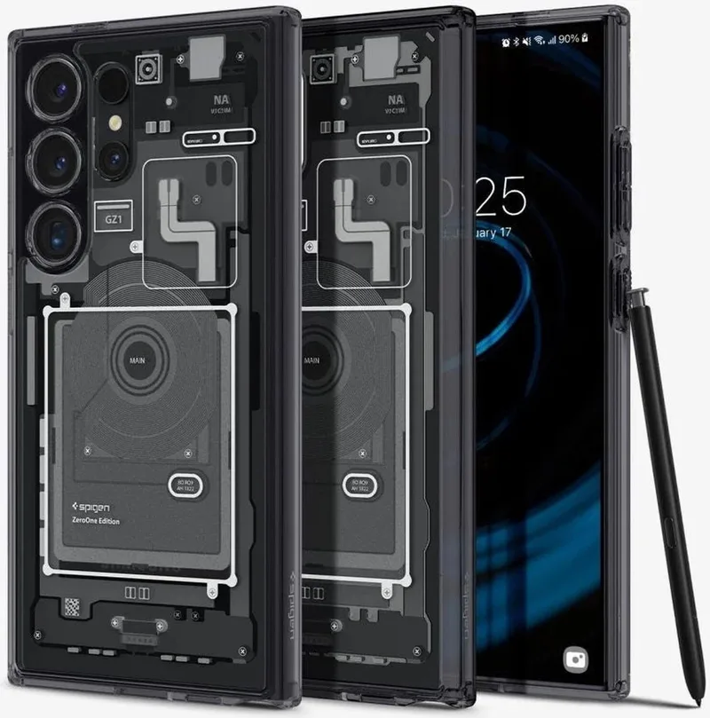 Ultra Hybrid Geschikt voor Samsung Galaxy S24 Ultra - Back Cover - Zero One by Spigen in Black – product photo