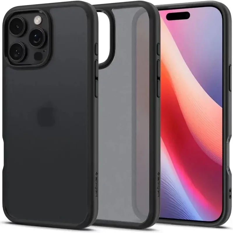 Ultra Hybrid Hoesje Geschikt voor Apple iPhone 16 Pro - Back Cover met Air Cushion - Frost fra Spigen i Sort – produktbillede