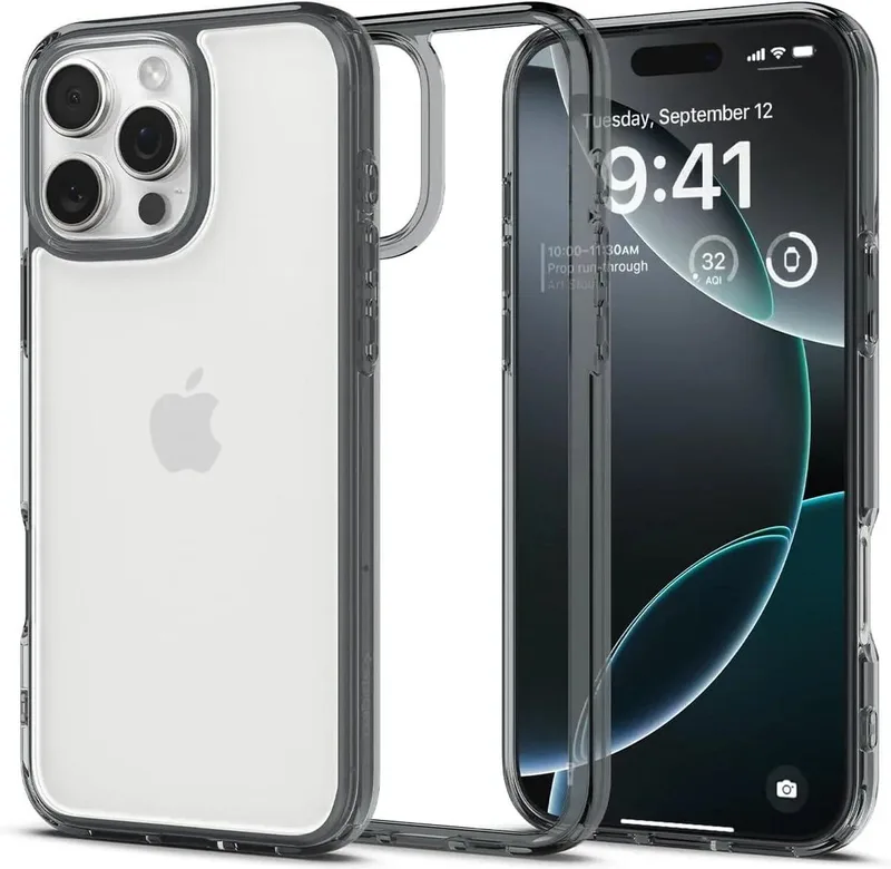 Ultra Hybrid Hoesje Geschikt voor Apple iPhone 16 Pro Max - Back Cover met Air Cushion - Space Crystal by Spigen in Grey – product photo