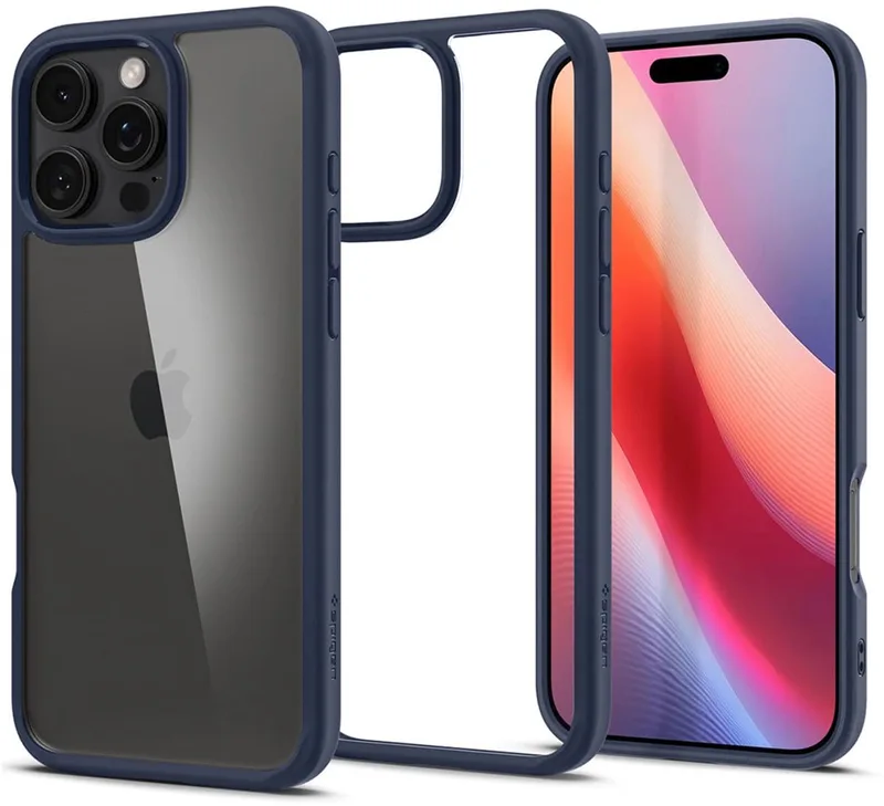 Ultra Hybrid Hoesje Geschikt voor Apple iPhone 16 Pro Max - Back Cover met Air Cushion de Spigen en Bleu – photo produit