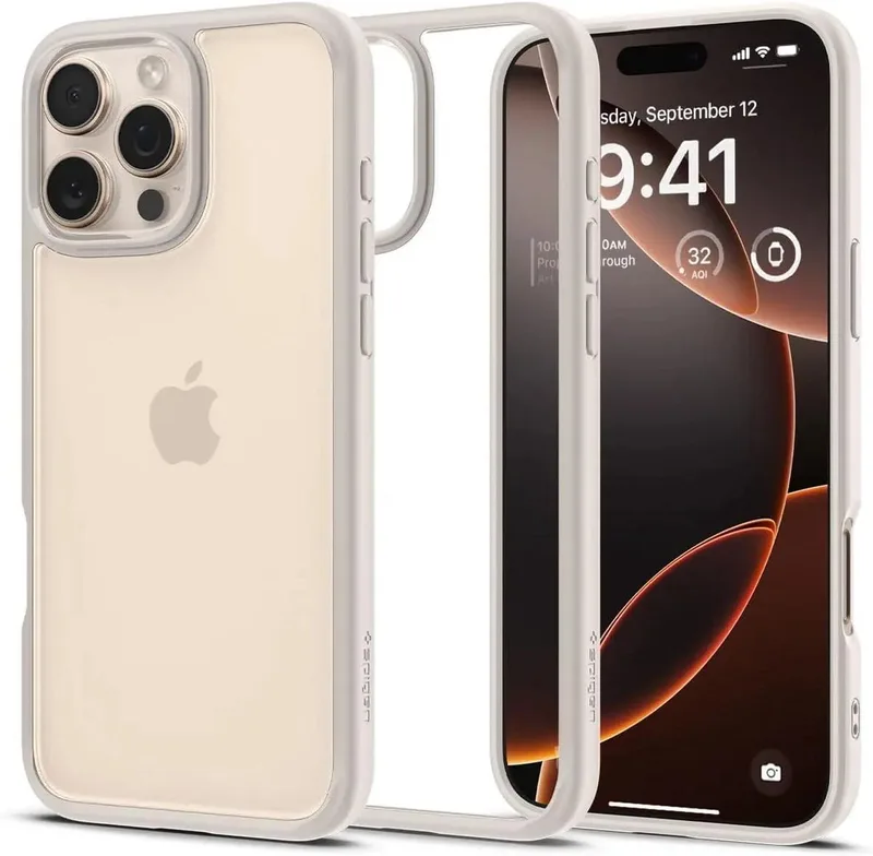 Ultra Hybrid Hoesje Geschikt voor Apple iPhone 16 Pro Max - Back Cover met Air Cushion - Titanium från Spigen i Grå – produktbild