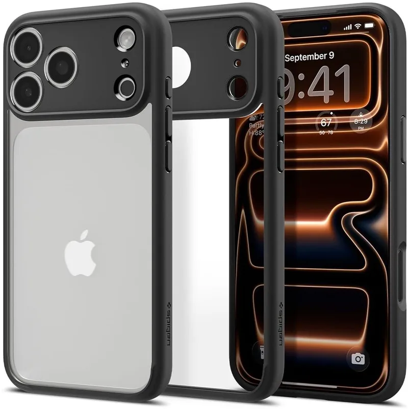 Ultra Hybrid Hoesje Geschikt voor Apple iPhone 17 Pro - Back Cover met Air Cushion von Spigen in Schwarz – Produktfoto