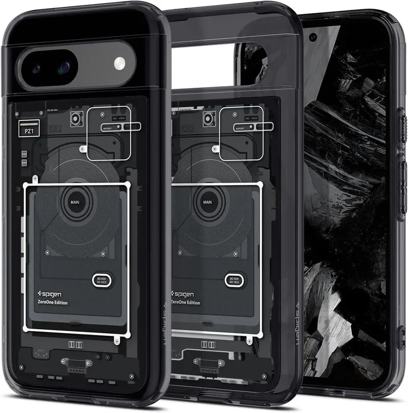 Ultra Hybrid Hoesje Geschikt voor Google Pixel 8a - Back Cover met Air Cushion - Zero One by Spigen in Black – product photo