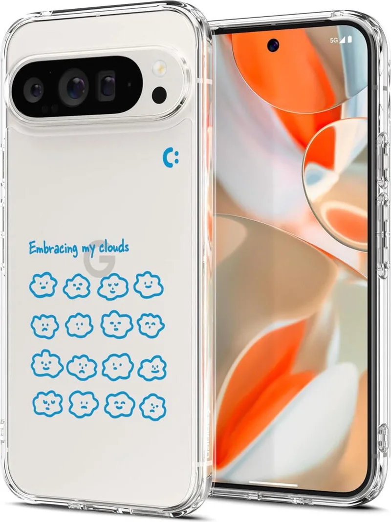 Ultra Hybrid Hoesje Geschikt voor Google Pixel 9 Pro XL - Back Cover met Air Cushion - Cloudy by Spigen in Print – product photo