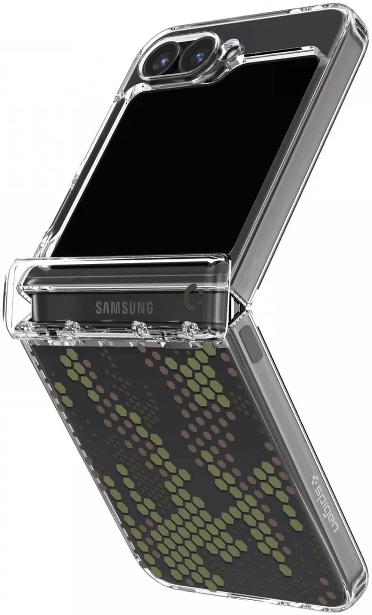 Ultra Hybrid Hoesje Geschikt voor Samsung Galaxy Z Flip 7 FE / 6 - Back Cover met Air Cushion - Digital Camo de Spigen en Transparent – photo produit