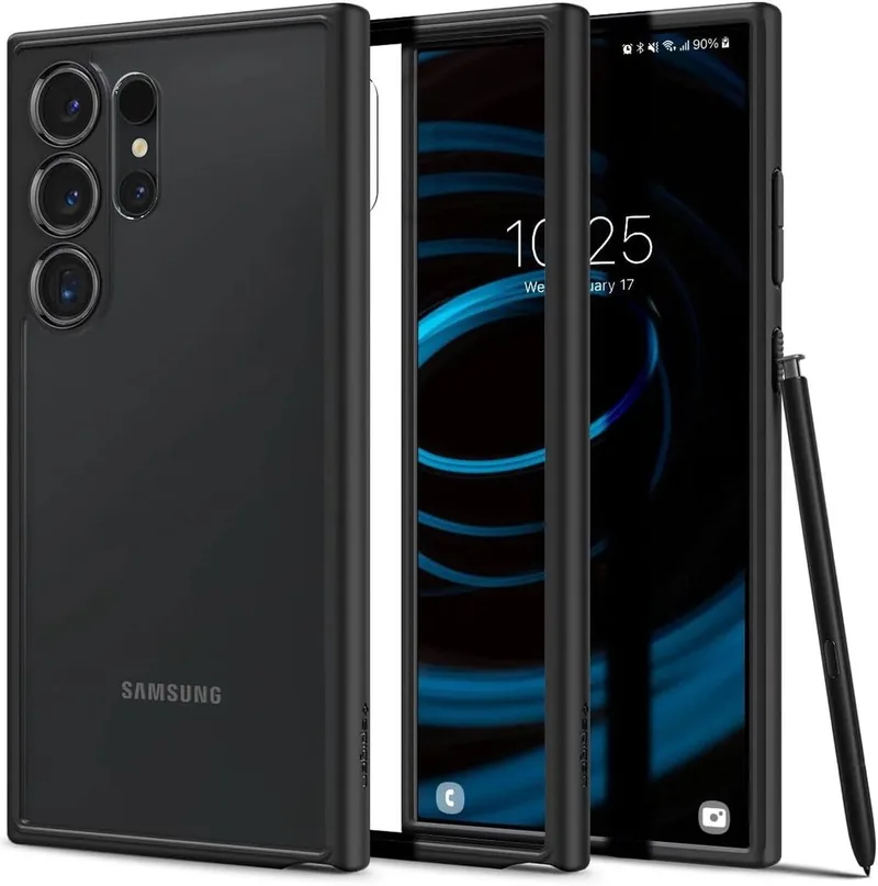 Ultra Hybrid Hoesje Geschikt voor Samsung S24 Ultra Back Cover Matte fra Spigen i Sort – produktbillede