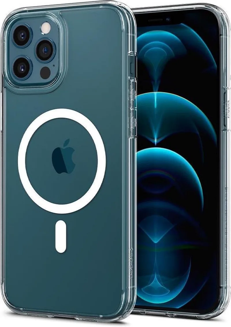 Ultra Hybrid iPhone 12 Pro Max Hoesje MagSafe Transparant/Wit de Spigen en Blanc – photo produit