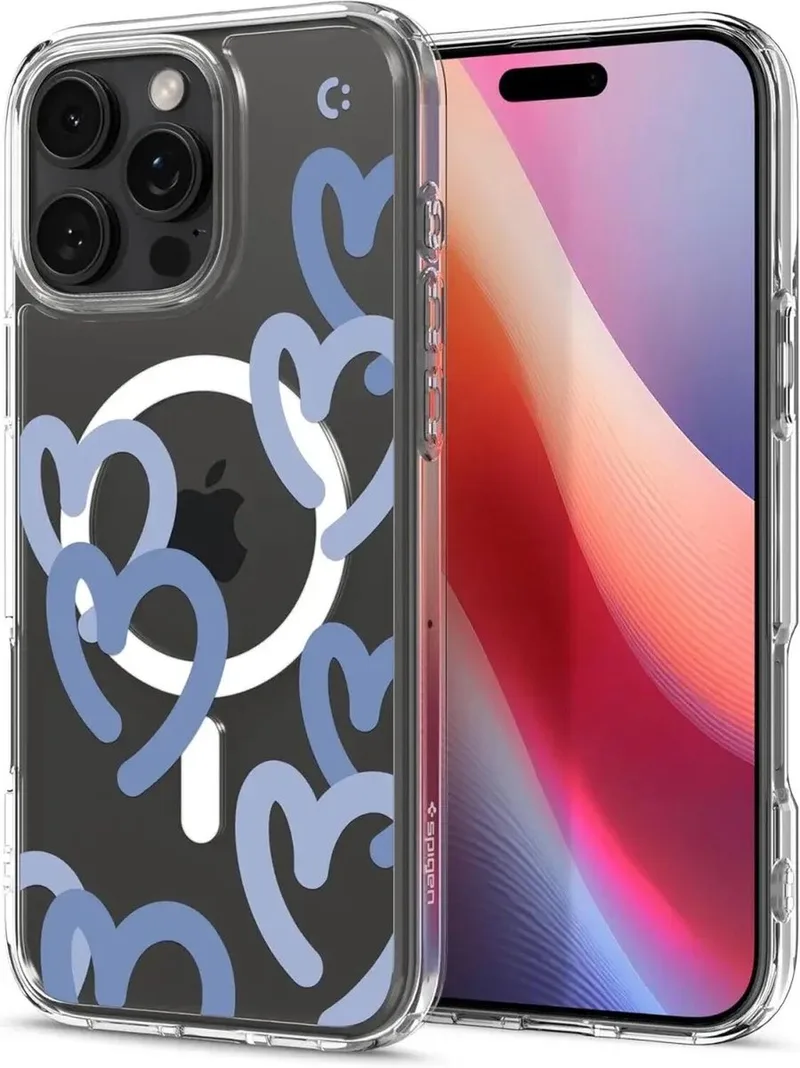 Ultra Hybrid MagFit Apple iPhone 16 Pro Hoesje MagSafe Hearts Denim by Spigen in Blue – product photo