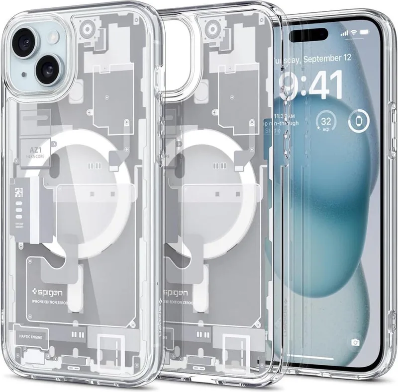 Ultra Hybrid MagFit Geschikt voor Apple iPhone 15 - Compatibel met MagSafe - Back Cover met Magneet - Zero One de Spigen en Blanc – photo produit