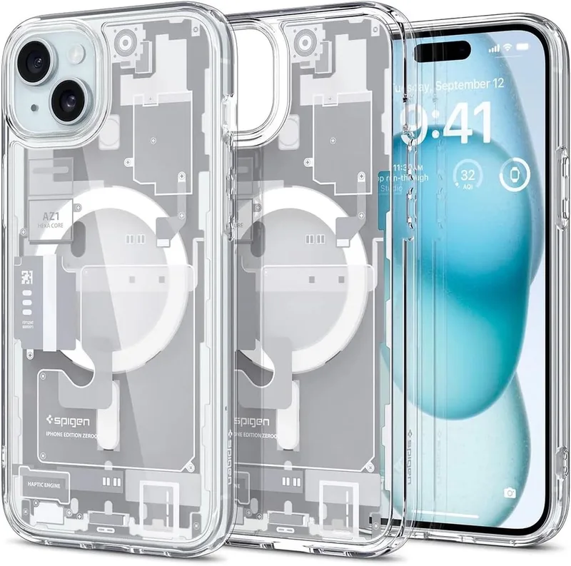 Ultra Hybrid MagFit Geschikt voor Apple iPhone 15 Plus - Compatibel met MagSafe - Back Cover met Magneet - Zero One de Spigen en Blanc – photo produit