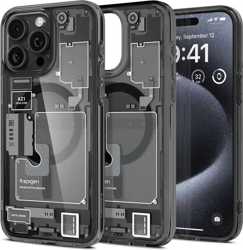 Ultra Hybrid MagFit Geschikt voor Apple iPhone 15 Pro - Compatibel met MagSafe - Back Cover met Magneet - Zero One fra Spigen i Grå – produktbillede