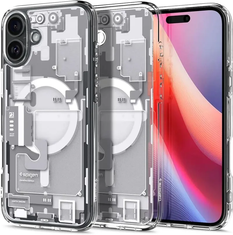 Ultra Hybrid MagFit - Hoesje Geschikt voor Apple iPhone 16 Plus - Compatibel met MagSafe / Qi2 - Back Cover Zero One fra Spigen i Hvid – produktbillede