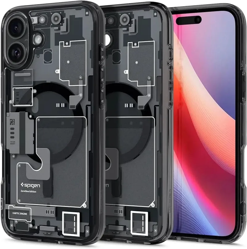 Ultra Hybrid MagFit - Hoesje Geschikt voor Apple iPhone 16 Plus - Compatibel met MagSafe - Back Cover Zero One fra Spigen i Sort – produktbillede