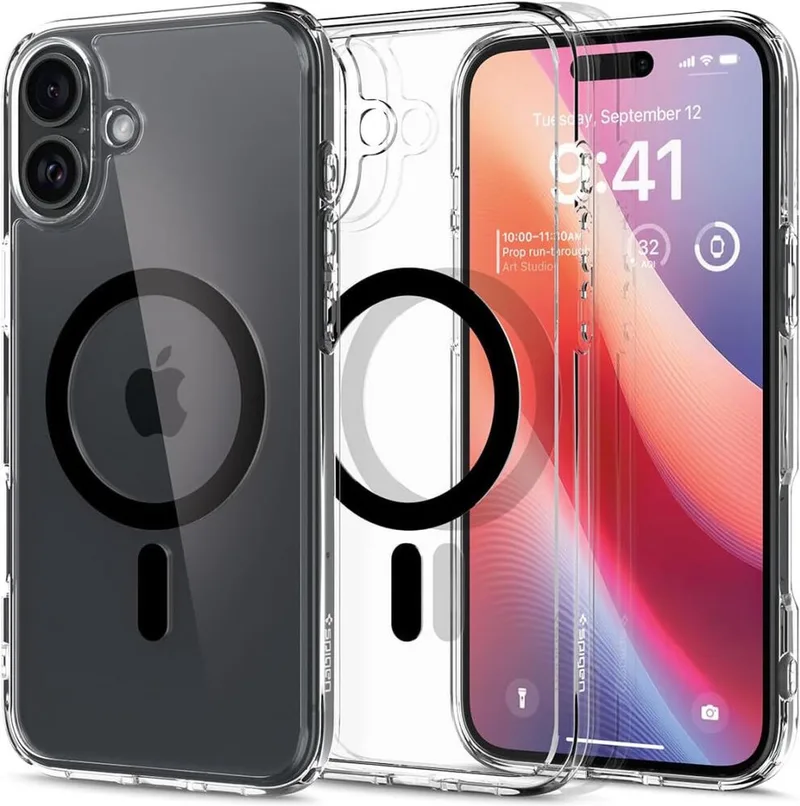 Ultra Hybrid MagFit - Hoesje Geschikt voor Apple iPhone 16 Plus - Compatibel met MagSafe - Back Cover de Spigen en Noir – photo produit