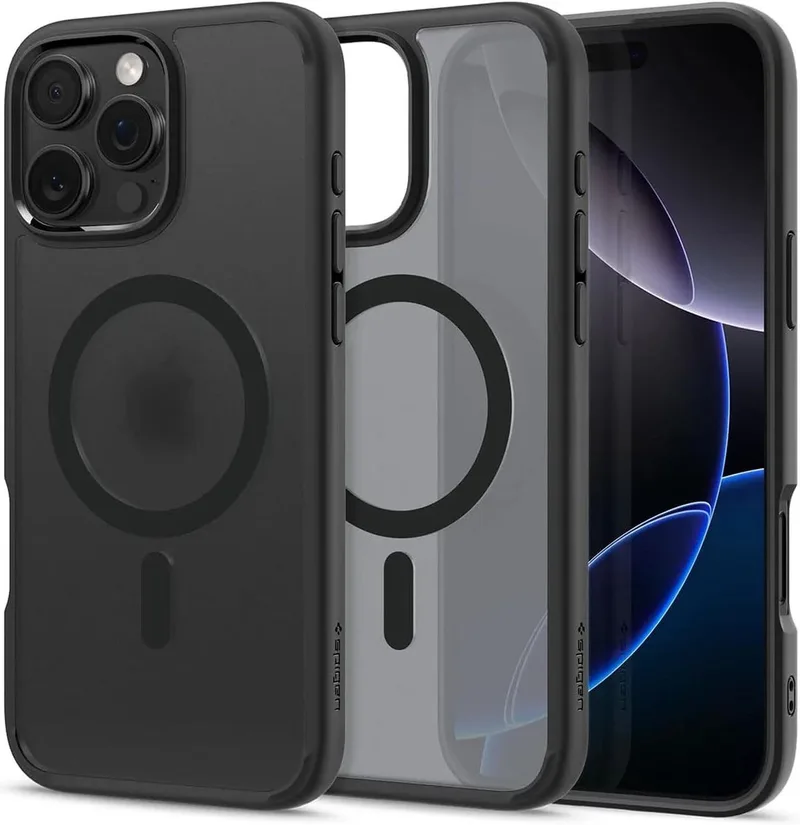 Ultra Hybrid MagFit - Hoesje Geschikt voor Apple iPhone 16 Pro - Compatibel met MagSafe - Back Cover Frost de Spigen en Noir – photo produit