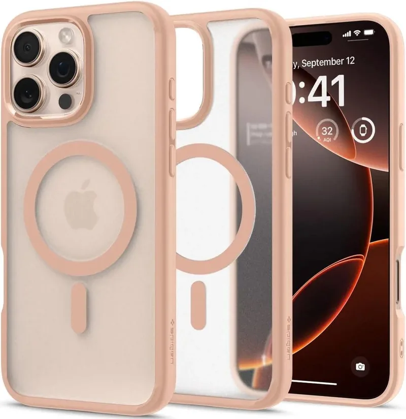 Ultra Hybrid MagFit - Hoesje Geschikt voor Apple iPhone 16 Pro Max - Compatibel met MagSafe / Qi2 - Back Cover Frost by Spigen in Pink – product photo
