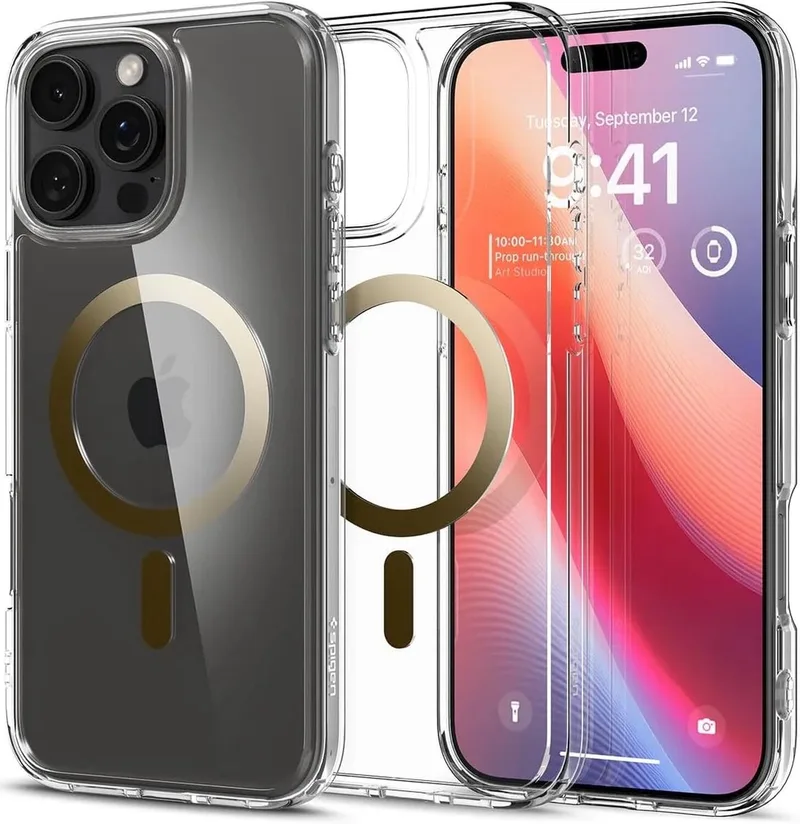 Ultra Hybrid MagFit - Hoesje Geschikt voor Apple iPhone 16 Pro Max - Compatibel met MagSafe - Back Cover by Spigen in Gold – product photo