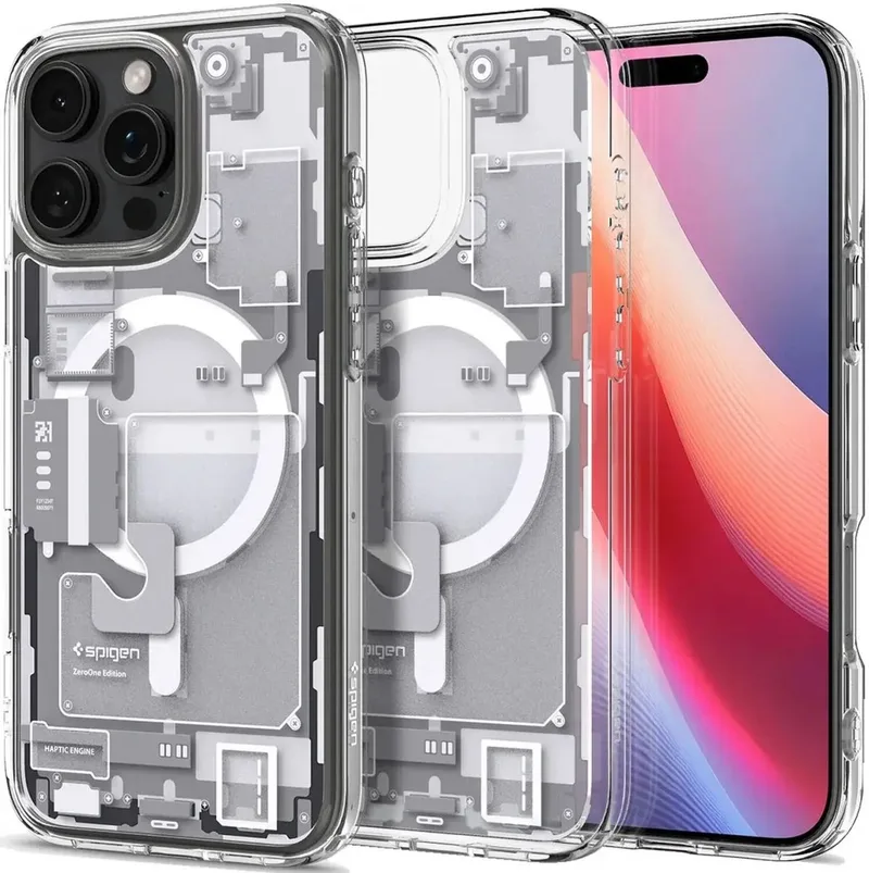 Ultra Hybrid MagFit - Hoesje Geschikt voor Apple iPhone 16 Pro - Compatibel met MagSafe - Back Cover Zero One fra Spigen i Hvid – produktbillede