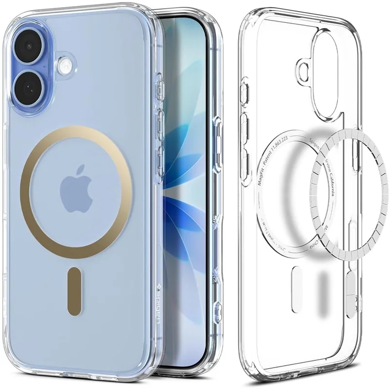 Ultra Hybrid MagFit - Hoesje Geschikt voor Apple iPhone 17 - Compatibel met MagSafe - Back Cover Transparant von Spigen in Gold – Produktfoto