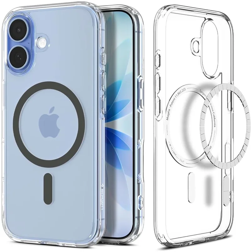 Ultra Hybrid MagFit - Hoesje Geschikt voor Apple iPhone 17 - Compatibel met MagSafe - Back Cover Transparant de Spigen en Gris – photo produit