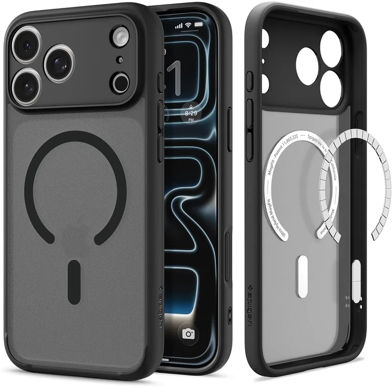 Ultra Hybrid MagFit - Hoesje Geschikt voor Apple iPhone 17 Pro Max - Compatibel met MagSafe - Back Cover Frost by Spigen in Black – product photo