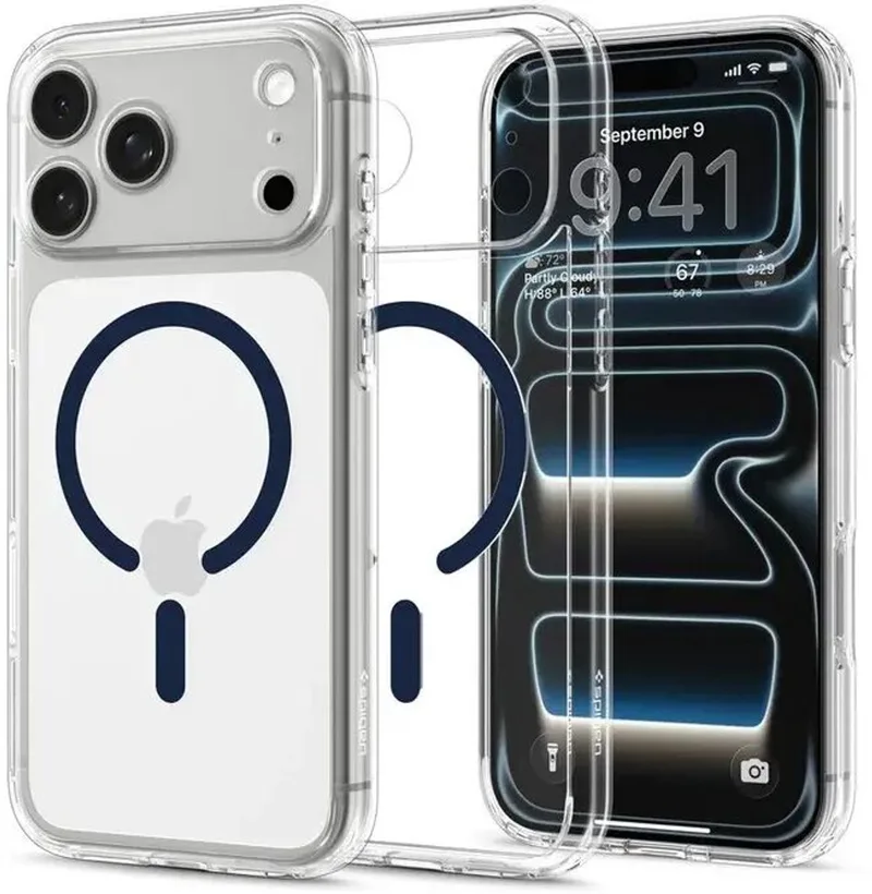 Ultra Hybrid MagFit - Hoesje Geschikt voor Apple iPhone 18 Pro / 17 Pro - Ultra Hybrid MagFit Case - Compatibel met MagSafe / Qi2 - Back Cover Transparant van Spigen in Blauw – productfoto