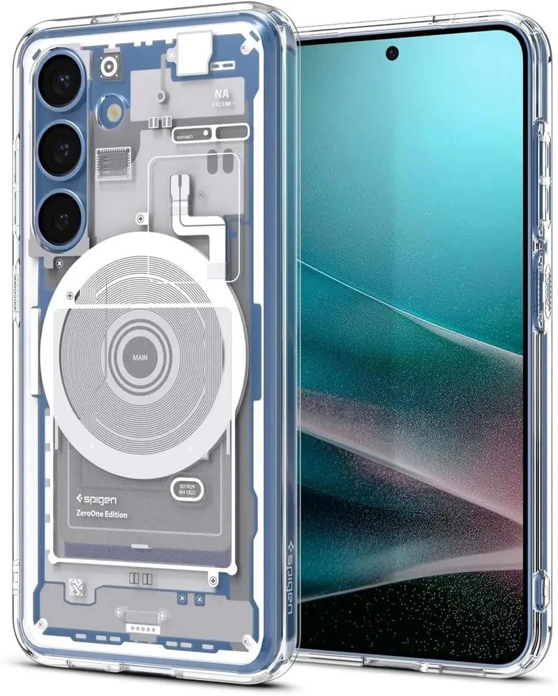 Ultra Hybrid MagFit - Hoesje Geschikt voor Samsung Galaxy S25 Plus - Compatibel met MagSafe / Qi2 - Back Cover Zero One de Spigen en Blanc – photo produit
