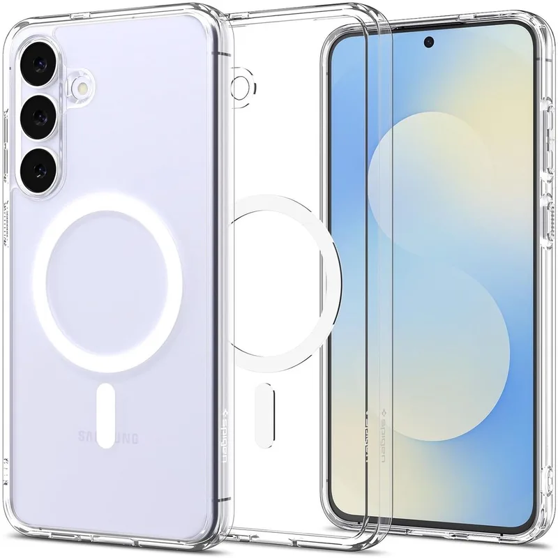 Ultra Hybrid MagFit - Hoesje Geschikt voor Samsung Galaxy S25 FE - Compatibel met MagSafe / Qi2 - Back Cover Transparant von Spigen in Weiß – Produktfoto