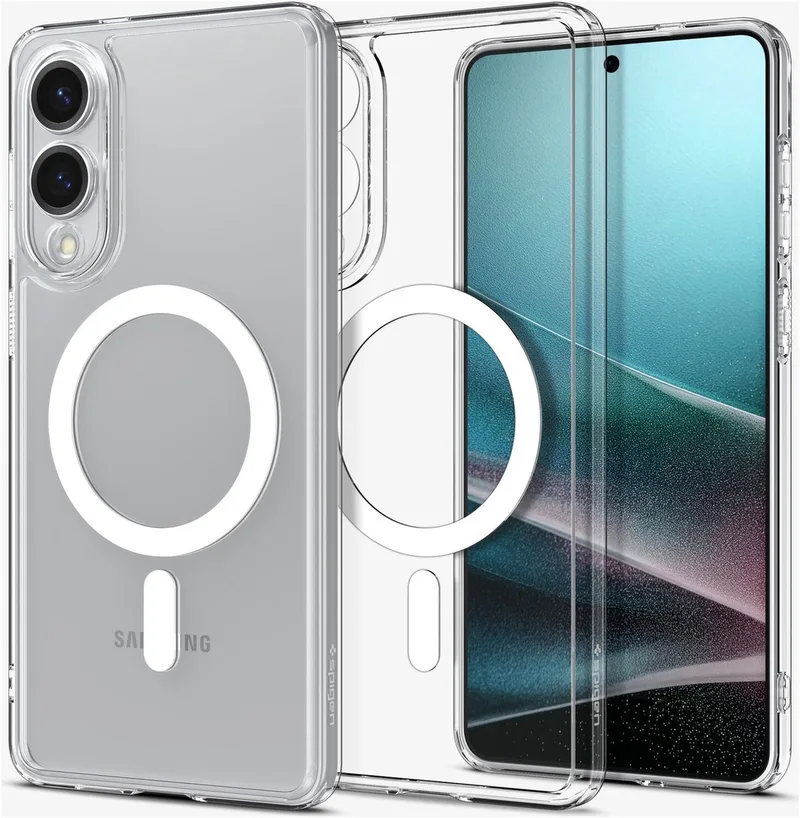 Ultra Hybrid MagFit - Hoesje Geschikt voor Samsung Galaxy S25 Edge - Compatibel met MagSafe / Qi2 - Back Cover Transparant von Spigen in Weiß – Produktfoto