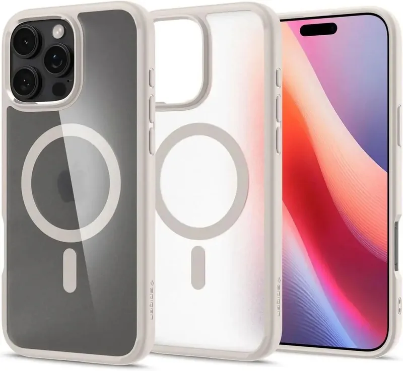 Ultra Hybrid MagFit iPhone 16 Pro Hoesje MagSafe Frosted fra Spigen i Lyserød – produktbillede