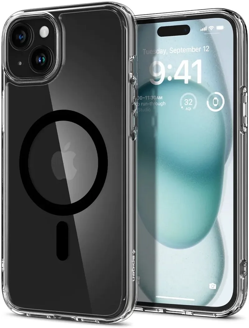 Ultra Hybrid MagSafe Apple iPhone 15 Hoesje von Spigen in Schwarz – Produktfoto