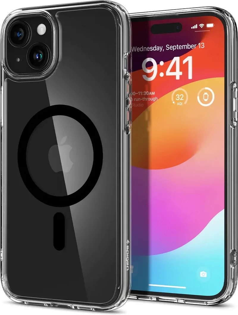 Ultra Hybrid MagSafe Apple iPhone 15 Plus Hoesje van Spigen in Zwart – productfoto