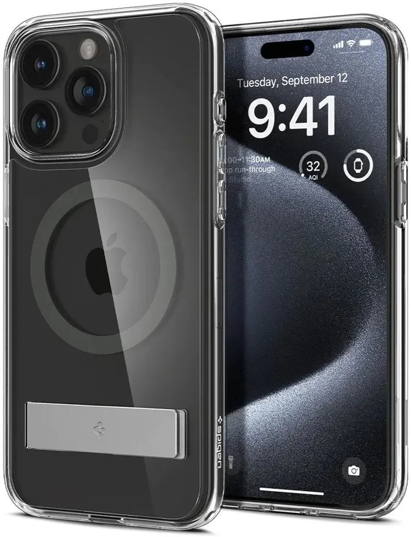 Ultra Hybrid MagSafe Apple iPhone 15 Pro Hoesje Graphite de Spigen en Noir – photo produit