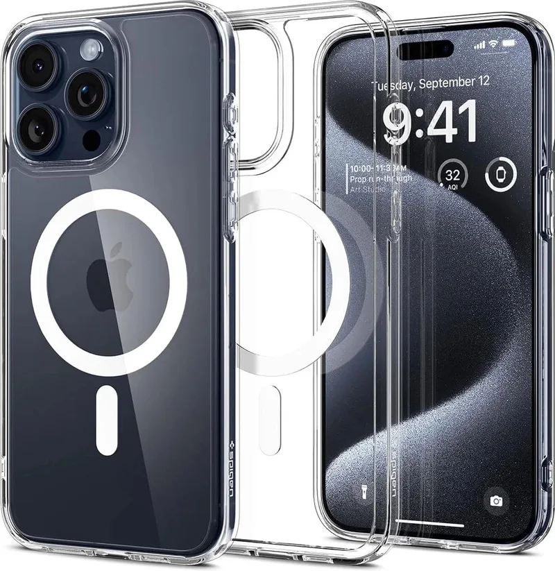Ultra Hybrid MagSafe Apple iPhone 15 Pro Hoesje von Spigen in Weiß – Produktfoto