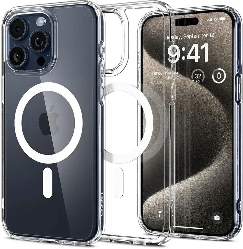 Ultra Hybrid MagSafe Apple iPhone 15 Pro Max Hoesje von Spigen in Weiß – Produktfoto