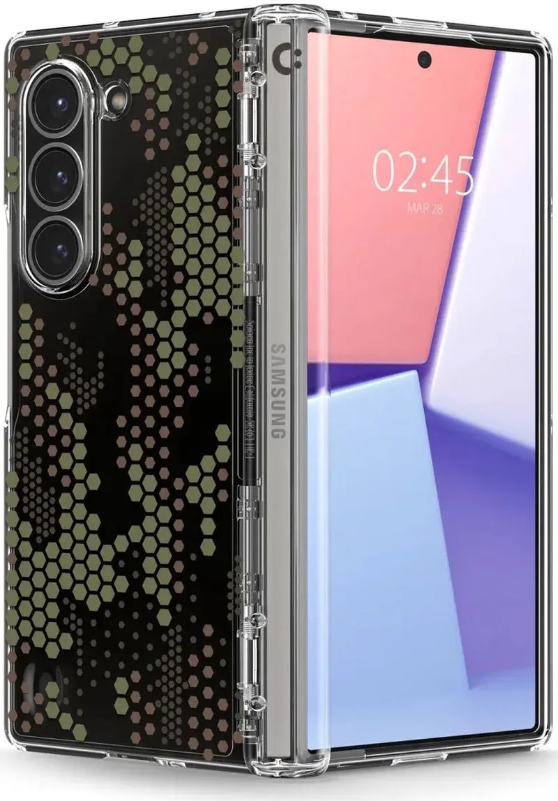 Ultra Hybrid Pro Samsung Galaxy Z Fold 6 Hoesje Back Cover Digital Camo de Spigen en Transparent – photo produit