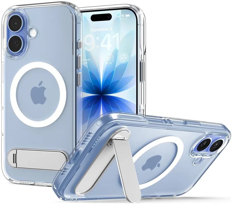 Ultra Hybrid S MagFit - Hoesje Geschikt voor Apple iPhone 17 - Compatibel met MagSafe - Back Cover met Air Cushion - Uitklapbare Standaard - Transparant by Spigen in White – product photo