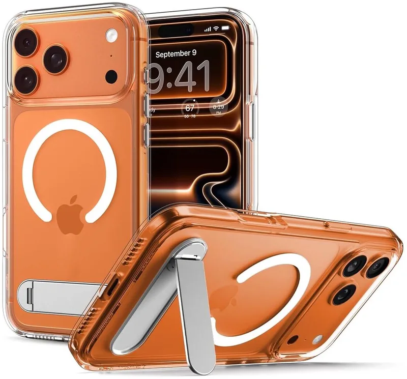 Ultra Hybrid S MagFit - Hoesje Geschikt voor Apple iPhone 17 Pro Max - Compatibel met MagSafe - Back Cover met Air Cushion - Uitklapbare Standaard - Transparant van Spigen in Wit – productfoto