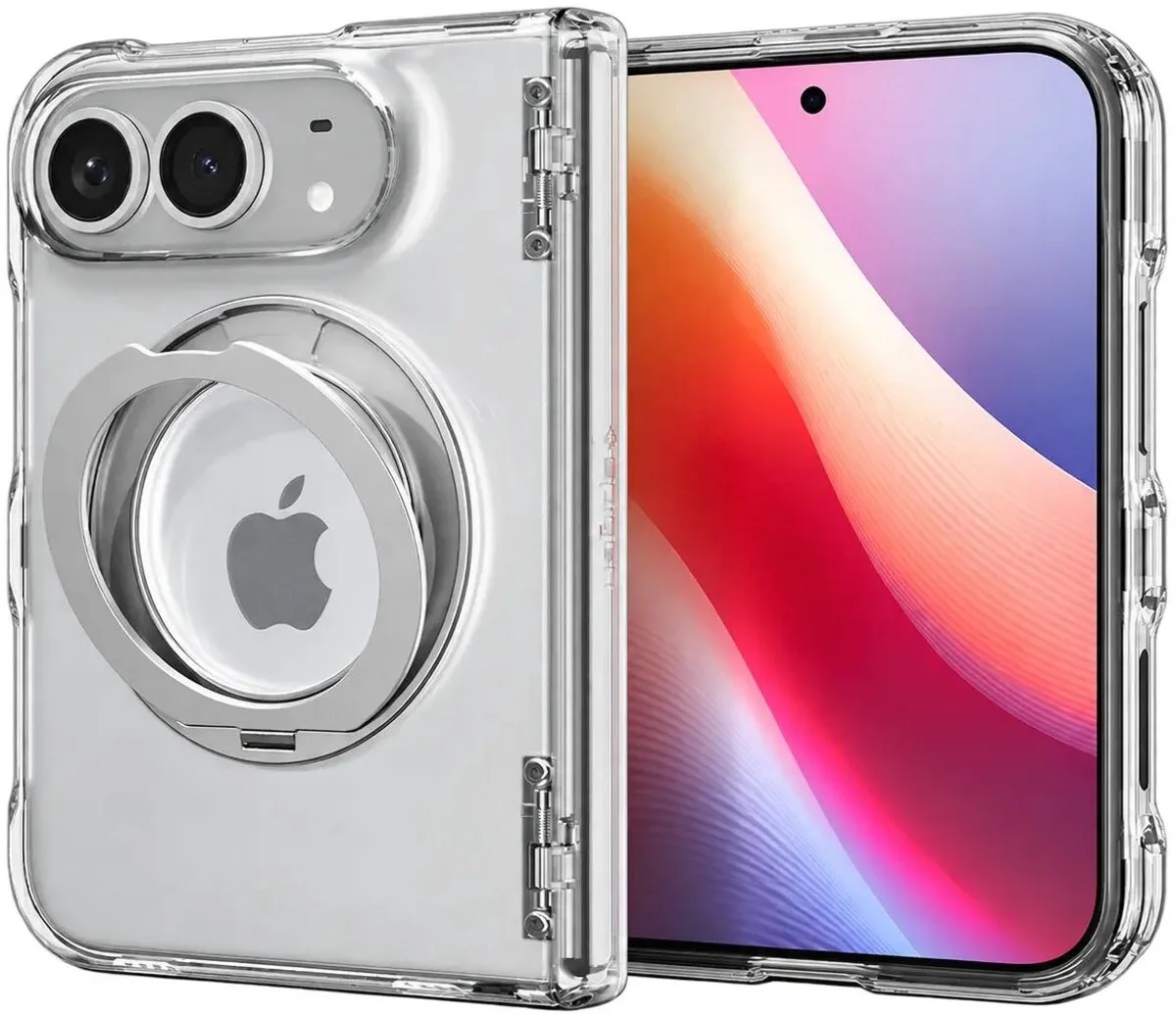 Ultra Hybrid S MagFit - Hoesje Geschikt voor Apple iPhone Duo - Compatibel met MagSafe - Back Cover met Air Cushion - Uitklapbare Standaard by Spigen in Transparent – product photo