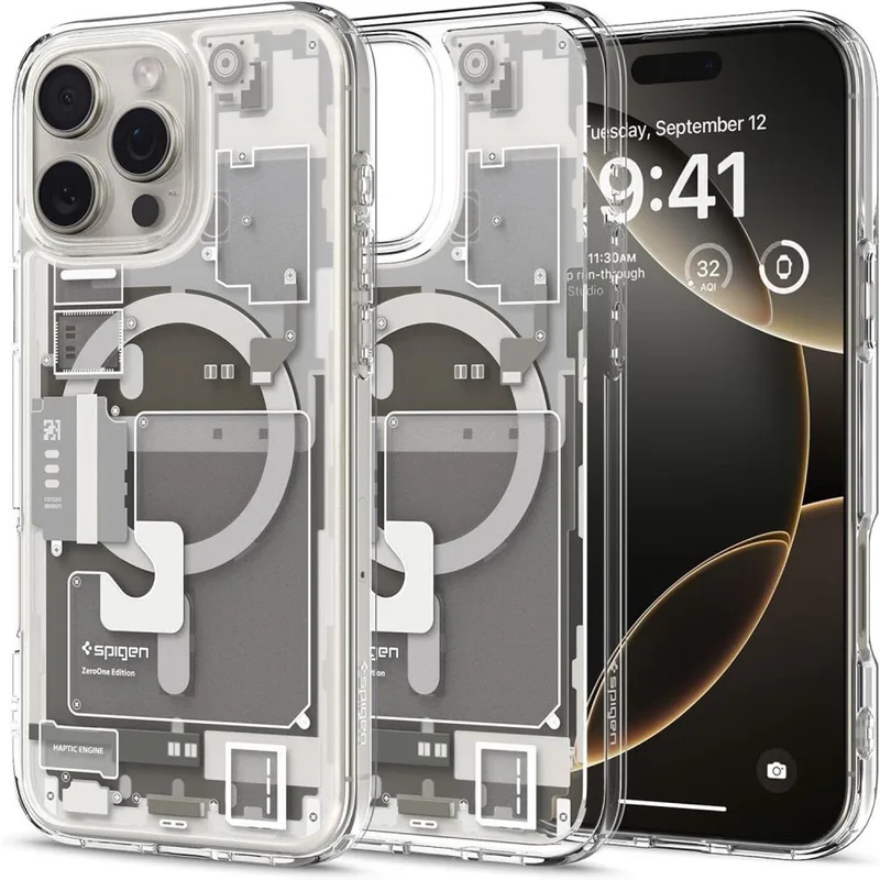 Ultra Hybrid Zero One (MagFit) mobiele telefoon behuizingen 17,5 cm (6.9") Hoes Transparant, Wit de Spigen en Titanium – photo produit