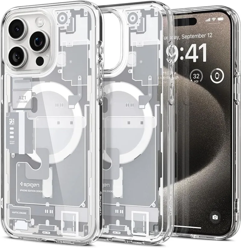 Ultra Hybrid Zero One MagSafe iPhone 15 Pro Max Hoesje von Spigen in Weiß – Produktfoto